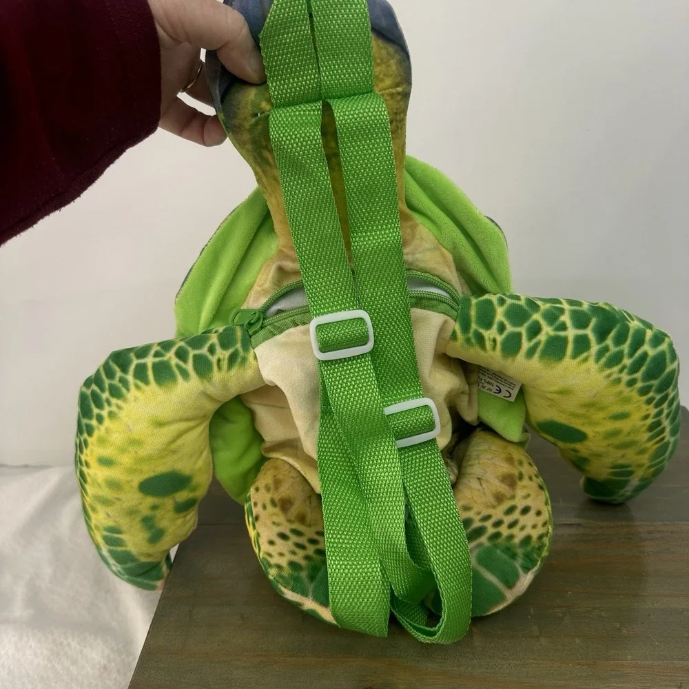 Sea Turtle Plush Kids Mini Backpack Zip Pouch Adjustable 